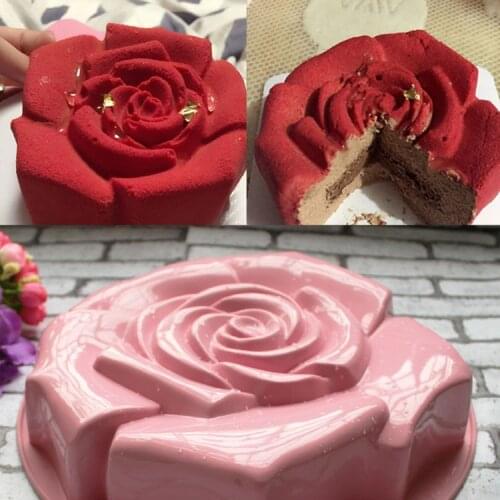 Different Color High Quality Rose Shape Silicone Cake Mould Chocolate Pudding Mold Kitchen DIY Cake Baking Pan Cake Tools CL144