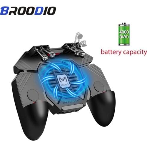 AK77 Six Fingers Fan Gamepad Control Game Trigger Phone Pubg Controller With Fan Gamepad Pubg Mobile Trigger Shooter Joystick