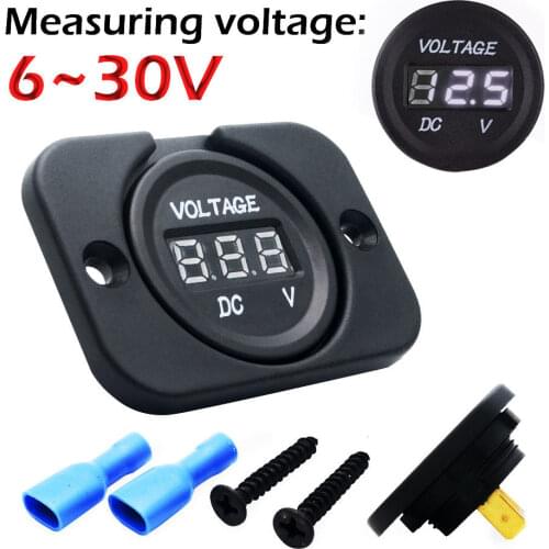 Hot Sale LED Display DC Car Motorcycle Boat Gauge Voltmeter Waterproof White 12V-24V