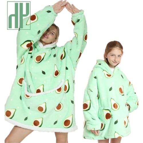 HH 2021 Oversized Family Matching Homewear Plush Fleece Sherpa Blanket Girls Sleepwear Homewear Fleece Warm Sherpa Blanket