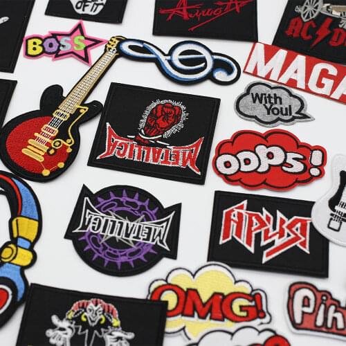 Personalized Rock Guitar Clothing Patch Ironing Embroidery Decal Patch Sewing Fabric Badge DIY Clothing Accessories Ietter Decal