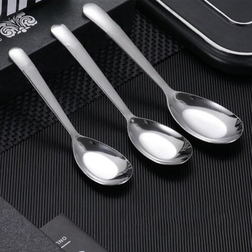 Soup Spoon Eco-friendly Rust-proof Stainless Steel Thickened Ice Cream Spoon Accessories Kitchen Flat spoon for Adults children