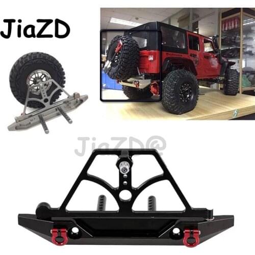 1/10 Rc Car Metal Rear Bumper With Spare Tire Rack Upgrade Parts for 1/10 RC Crawler Car Traxxas TRX4 Axial SCX10 90046 RC Part