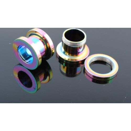 Min. order $10) Steel Rainbow Titanium Anodized Flesh Tunnel 1.6mm-12mm Free Shipping Wholesale Body Piercing