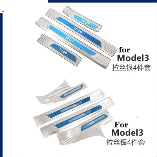 Stainless Steel Pedal Door Sill Scuff Plate Cover Inside Threshold 4pcs Welcome pedal For Tesla Model 3 Model3