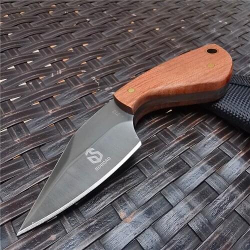 Fixed Blade Knife High Hardness Retirement Knife Short Knife Mountaineering Hunting Tool for Outdoor Survival Camping and EDC