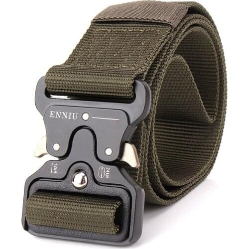 Military Equipment Tactical Belt Men Nylon Knock Off Metal Buckle Army Belt Strap Heavy Duty Soldier Combat Hunting Waist Belts