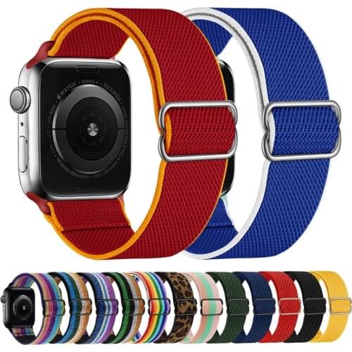 Scrunchie Strap for Apple watch band 44mm 40mm 38mm 42mm Adjustable Elastic Nylon solo Loop bracelet iWatch series 3 4 5 6 se
