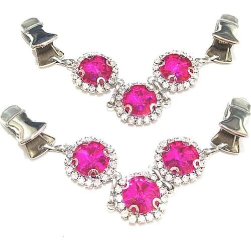 Rose Red Crystal Sweater Clasp Cloak Clips Women Rhinestone Cardigan Shawl Guard Pins Dress Cinch