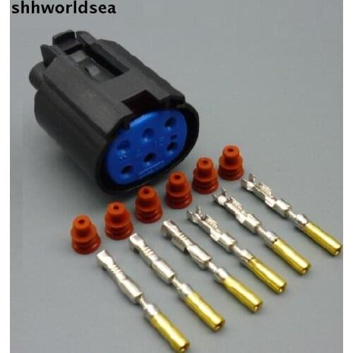 Shhworldsea 5/30/100sets 1.6mm auto socket connector car socket 6P female plug