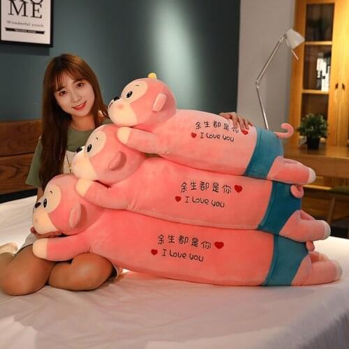 80/100cm cute Lying down monkey pillow doll plush toy soft pillow monkey plush stuffed animal child boy girlfriend gift