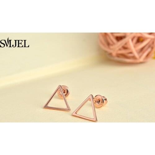 SMJEL 10 Pairs-S062 Wholesale Fashion jewelry New Triangle Earings for Women Cute Simple Geometric Stud Earrings Gifts