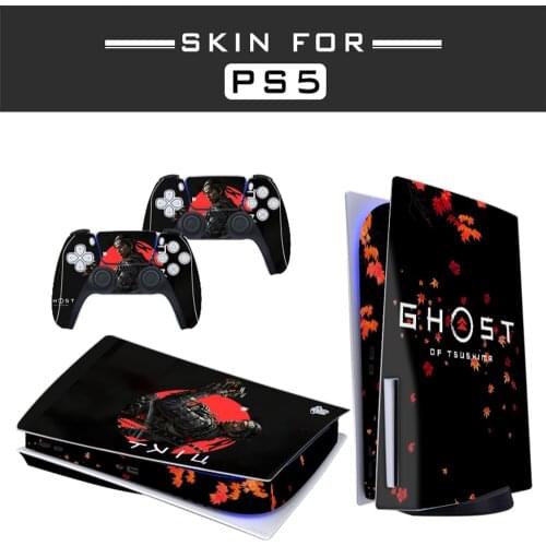 Ghost3 Style PS5 Disc Edition Skin Sticker for Playstation 5 Console & 2 Controllers Decal Vinyl Protective Skins Style 1