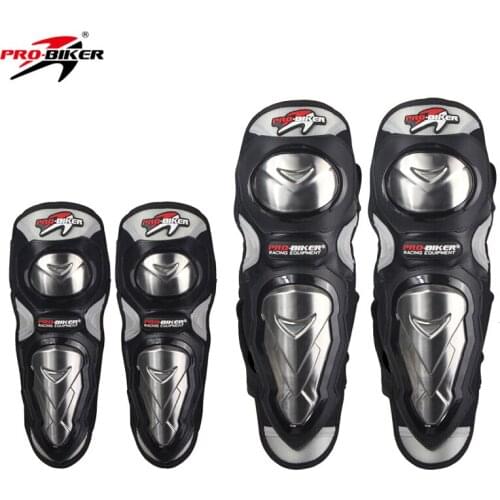 PRO-BIKER Authentic Stainless Steel Motorbike Knee&Elbow Pads Motor Protective Gear Motorcycle Knee Guard P19