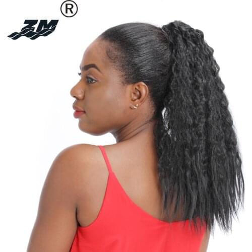 ZM Long Corn Curly Drawstring Ponytail For Black Women HairPiece High Temparature Fiber Clip Synthetic Pony Tail Hair Extensions