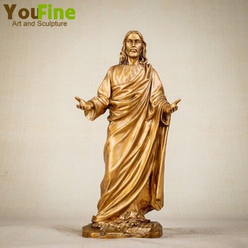 12.2" Jesus Bronze Sculpture Christ Blessing Statue Bronze Jesus Statue Figurine Sculpture Church Home Decor Desktop Ornaments