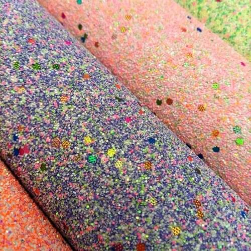 Star/Round Sequins Clear Light Multicolored Fluorescent Chunky Glitter Faux Leather Fabric Sheets For Shoe/Bag/DIY Accessories