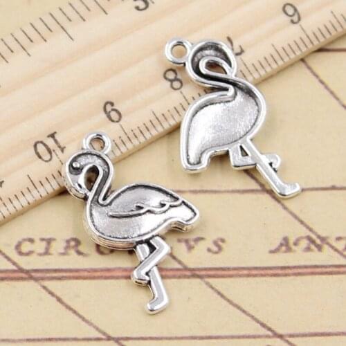 20pcs Charms Single Stand Crane Flamingo 28x15mm Tibetan Silver Color Pendants Antique Jewelry Making DIY Handmade Craft