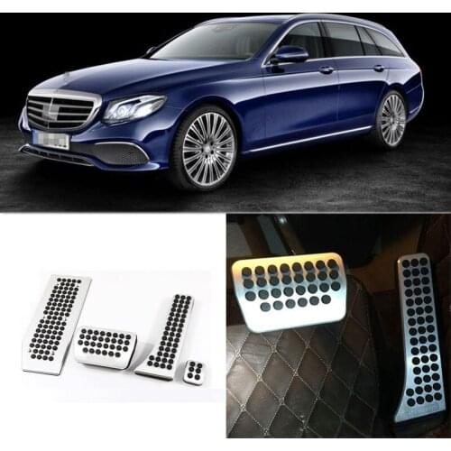 4pcs Aluminium Non Slip Foot Rest Fuel Gas Brake Pedal Cover For Benz E-Class 2010-2016