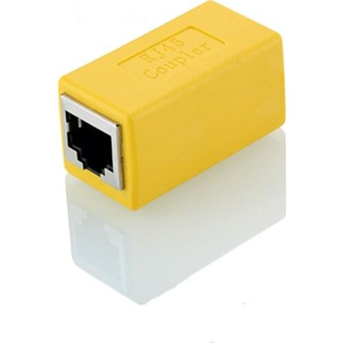 5pcs/lot) Yellow RJ45 Network cable extender,Network cable connector,Network double connector,Network pass-through connector