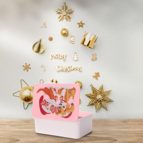 Car Storage Box Deer 5D Diamond Painting Rhinestone Plastic Drill Tissue Storage Box Transparent Crystal Organizer Auto Decor