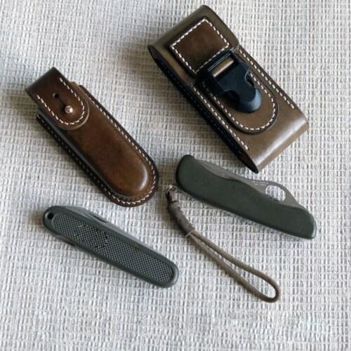 Handmade Leather Belt Pouch Vegetable Tanned Leather Protective Case for 111mm Workchamp Victorinox Swiss Army Knife