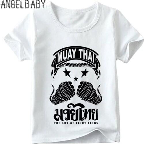 Kids Ultimate Fighting Muay Thai Hardcore Fight Print T shirt Children Summer Tops Boys and Girls Soft White T-shirt,ooo552