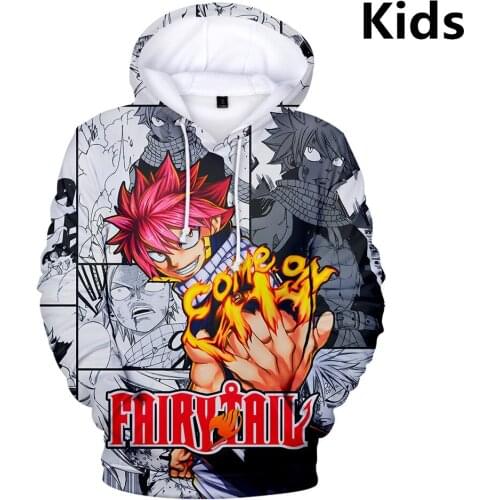 3 To 16 Years Kids Hoodies Fairy Tail 3D Full Print Hoodie Sweatshirt boy/girls Long Sleeve Cartoon pullover Coats Child Clothes