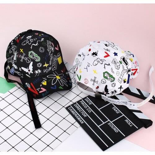 Graffiti Baseball Cap Women Men Spring Summer Letter Print Snapback Gorras Para Hombre Casquette Femme Hip Hop Womens Hat Black