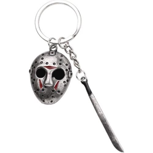 Movie Jewelry Black Friday Jason Mask Knife Pendant Keychains Kering For Men Gifts
