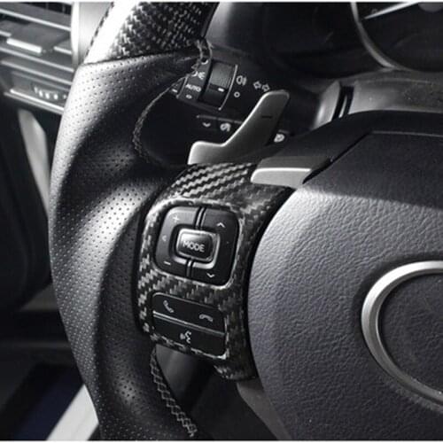 QHCP Real Carbon Fiber Set Car Steering Wheel Buttons Frame Cover Decor Interior Sticker Fit For Lexus NX200 300 RX300H IS300 RC