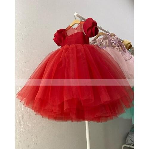 Red Girls Dress Floor Length Childrens Birthday Party Dress Princess Pageant Christmas Gowns Photograghy