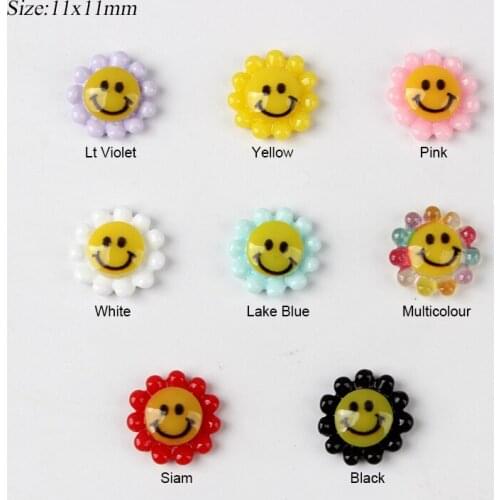 Cute Resin Sun Flower Smiley 11x11mm Nail Art Rhinestones DIY 3D Charms Manicure Art Decorations Accessories