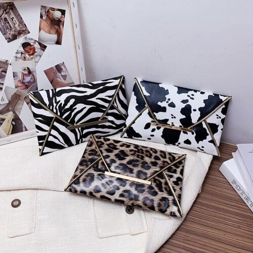Fashion Women Leopard Zebra Cow Animal Printing PU Leather Day Clutches Ladies Casual Large Capacity Handbags Purse Envelope Bag