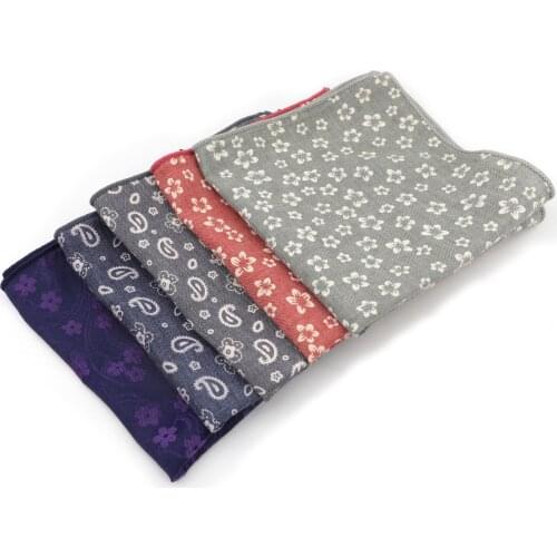 Mens Vintage Suit Cotton Self Handkerchiefs Colorful Floral Pocket Square Hankies Business Chest Towel Prom Wedding Party Gift