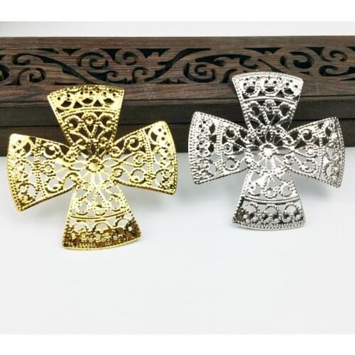 20pcs 51mm Metal Hair Accessory settings /rhodium Palace shaking Flower Pattern cosplay accessories