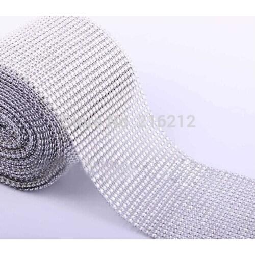One roll 4.5 inch Bling Diamond mesh Wrap ribbon Rhinestone Mesh Crystal Ribbon