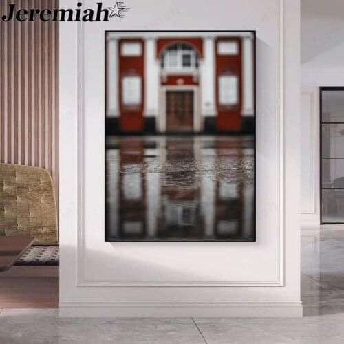 Reflection Architectural Canvas Painting Abstract Landscape Poster Wall Art Modern Room Living Room Decoration Picture