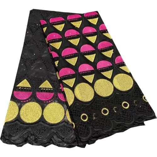 SJ Lace 2.5+2.5 Yards 100% Cotton Brode Bazin Borde 2021 African Lace Fabric Swiss Voile In Switzerland Nigerian Fabric k70-39