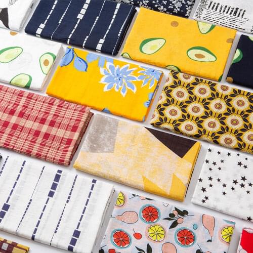 50x145cm Printed Leaves Avocado Linen Cotton Fabrics for DIY Sewing Clothes Tecido Tissue Patchwork Quilting Thin Summer Fabric