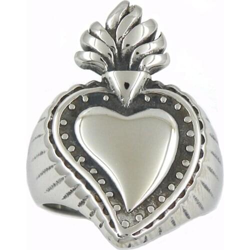 FANSSTEEL Stainless steel jewelry flame spade heart ring FSR14W19
