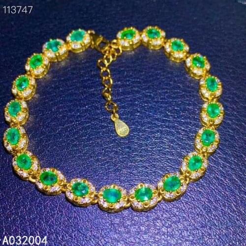 KJJEAXCMY Fine Jewelry 925 Sterling Silver inlaid gemstone Emerald women hand bracelet fashion support detection