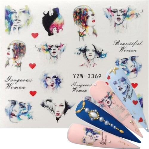 1 Sheet Nail Art Stickers Comic girl Stickers Decoration for Nails Styling Tools Water Transfer Stickers Decals