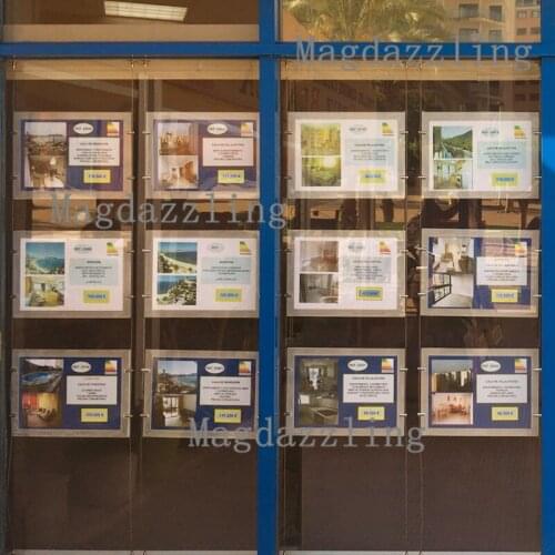 12PCS Double Sided A3 Acrylic LED Window Display Panel Magnetic Open Acrylic Frame LED Light Pocket for Real Estate Agent Window