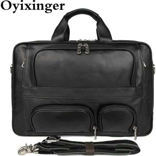 2020 Super Large Capacity Men Laptop Luxury Handbags Natural Cowhide Leather Business Travel Briefcase 17 Inch Computer Bag Male