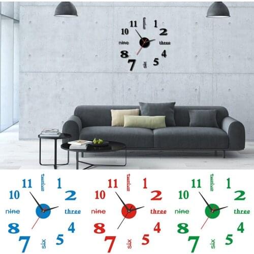 1PC 3D Number Wall Clock Circular Modern Wall Stickers & Murals Art Decal Living Room Office Room Fashion DIY Home Clock Decor