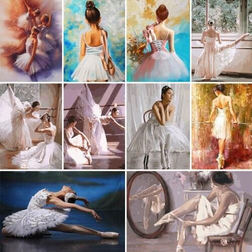 50/65/75cm Painting By Numbers Dance ballet Oil Painting Portrait Pictures By Number Paint By Numbers For Adults Home Decor