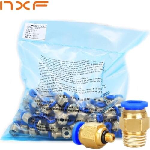 50PCS PC Pneumatic Fitting Air Connector Quick Connecors Fitttings PC4-M5 PC4-01 PC6-01 PC6-02 1/8" 1/4" 3/8" 1/2" Male Thread