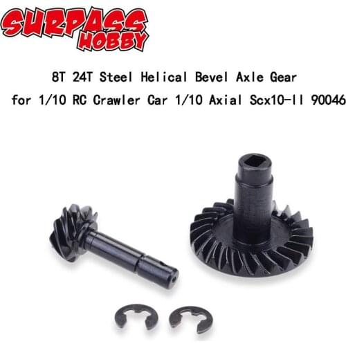 8T 24T Steel Helical Bevel Axle Gear for 1/10 RC Crawler Axial SCX10 II 90046 90047 90059 90060