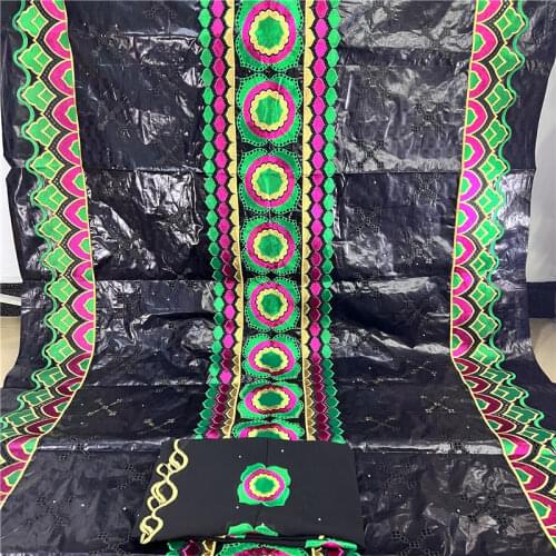 African bazin riche fabric with beads Latest fashion embroidery bazin lace fabric with net lace 7 yards 9L062201